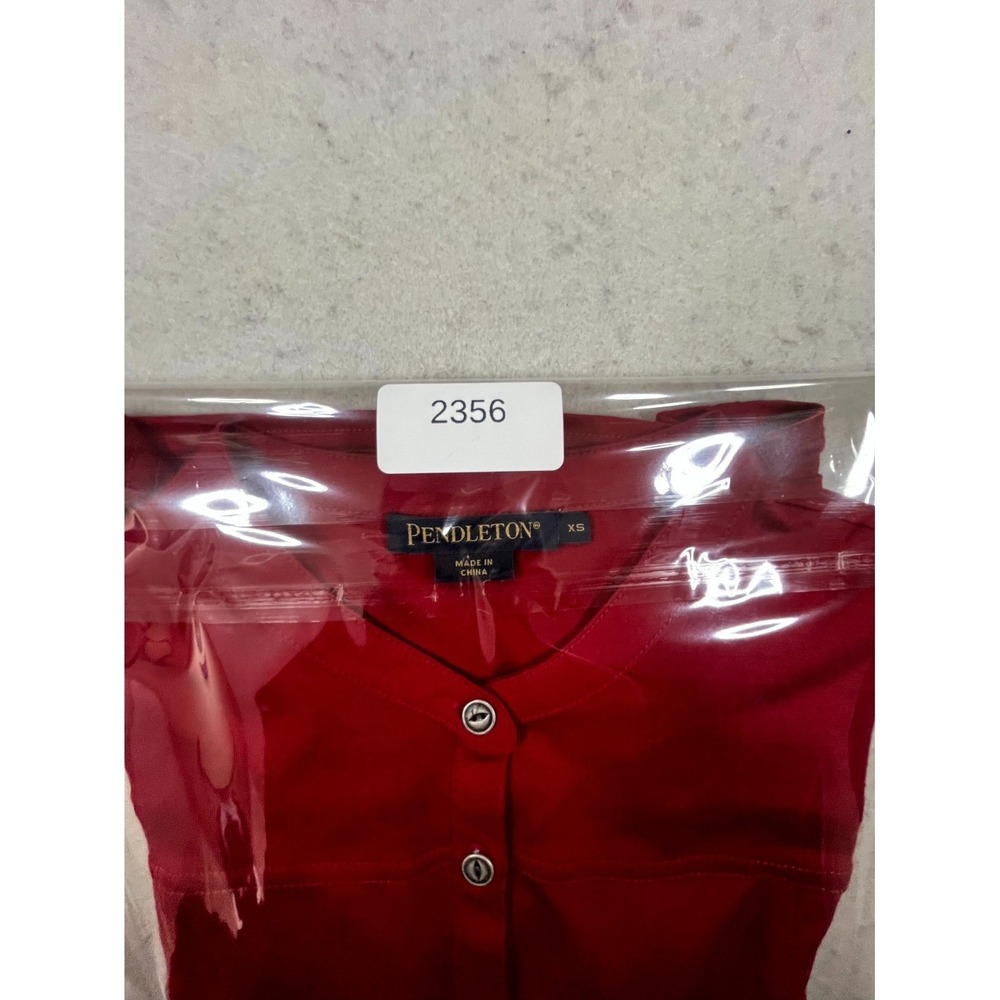 Pendleton Henley Top Womens XS Red Merino Wool Long Sleeve Curved Hem Sweater - Picture 9 of 9